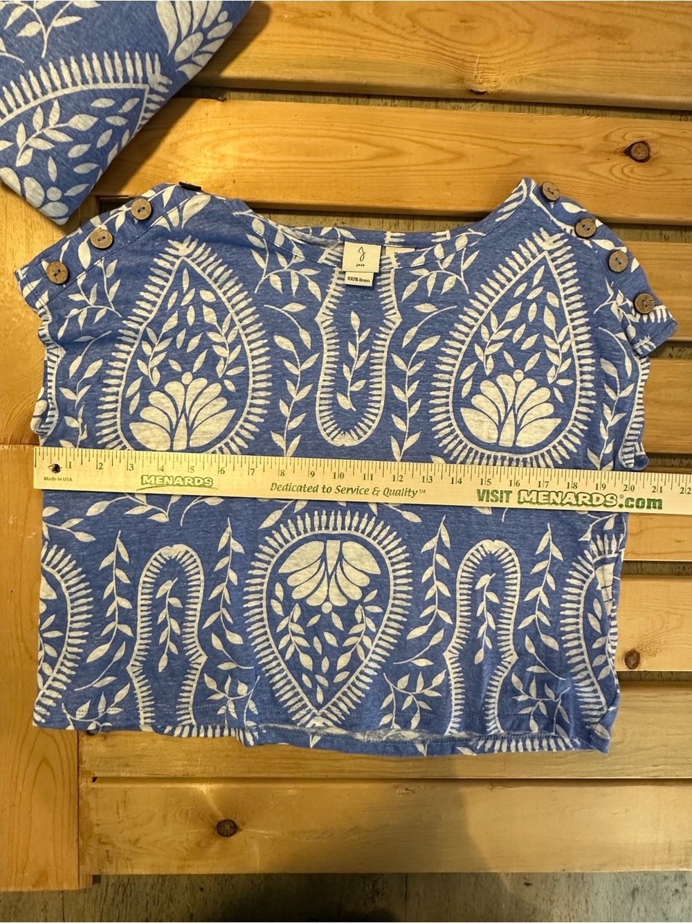 Joie 100% Linen 2-Piece Matching Set vibrant blue & white paisley block print SM - Picture 12 of 12
